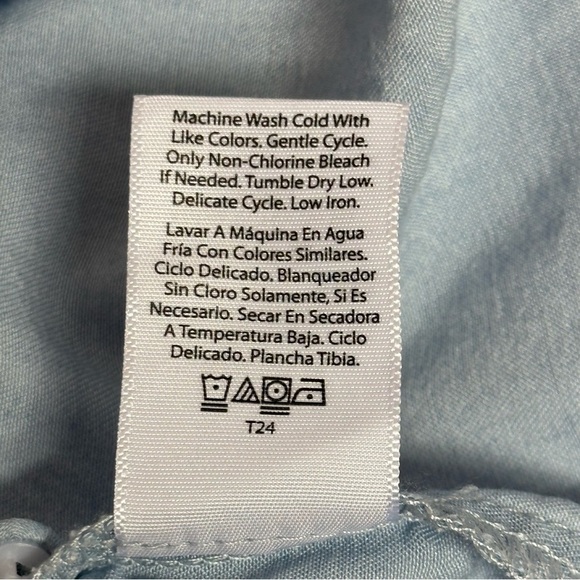 Time and Tru Small (0-2) Womens Blue Dress Tie Waist Buttons Sleeveless Pockets - Picture 12 of 12